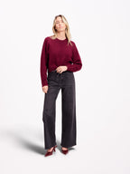 Jean large taille haute FLORA STRASS