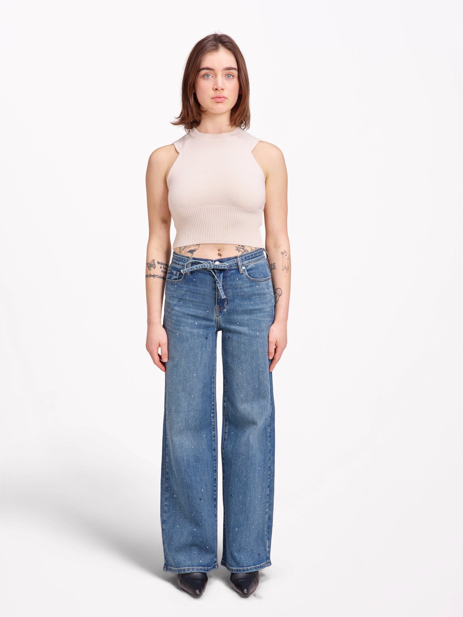 Jean large FLORA STRASS