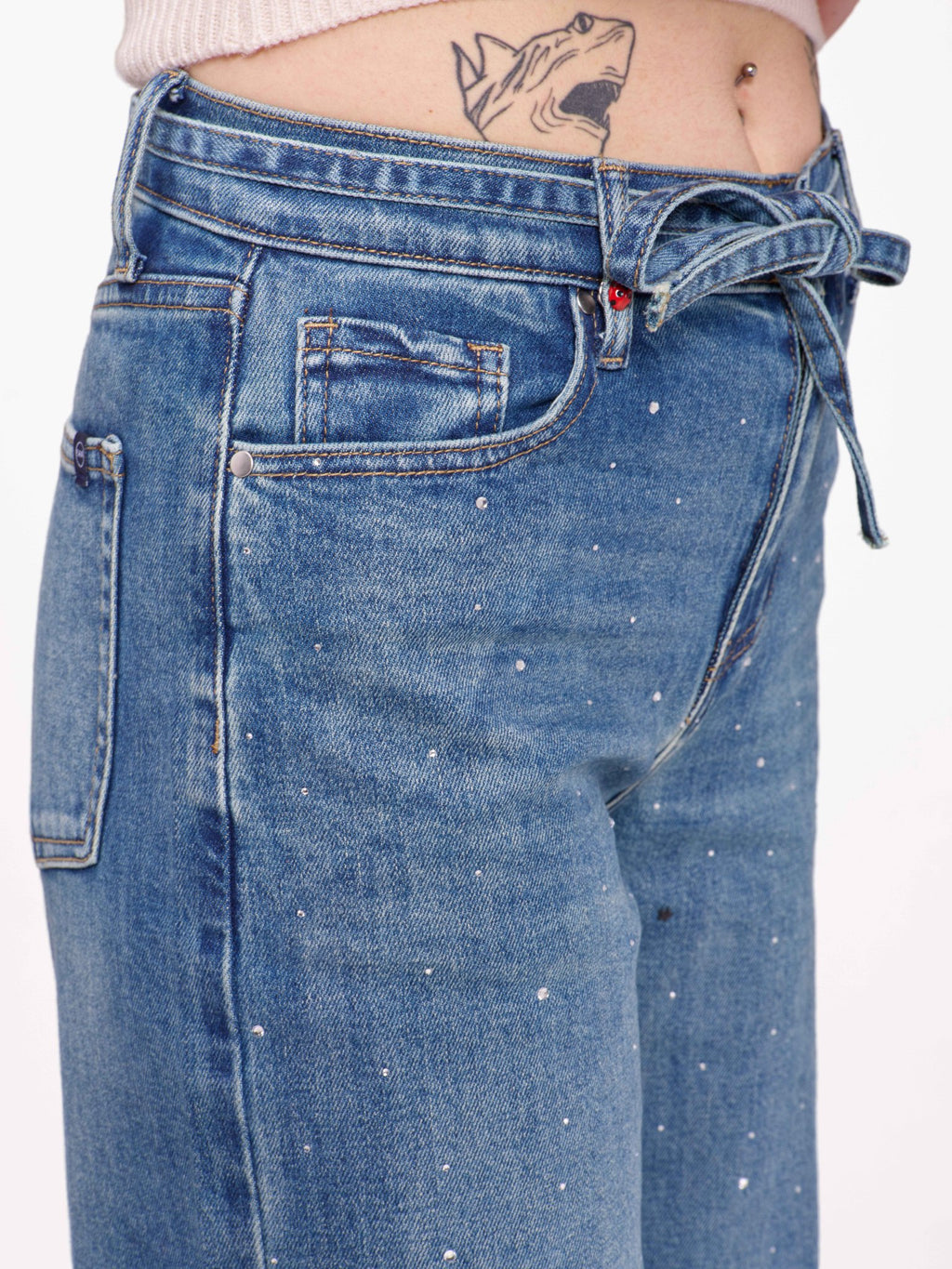 Jean large FLORA STRASS