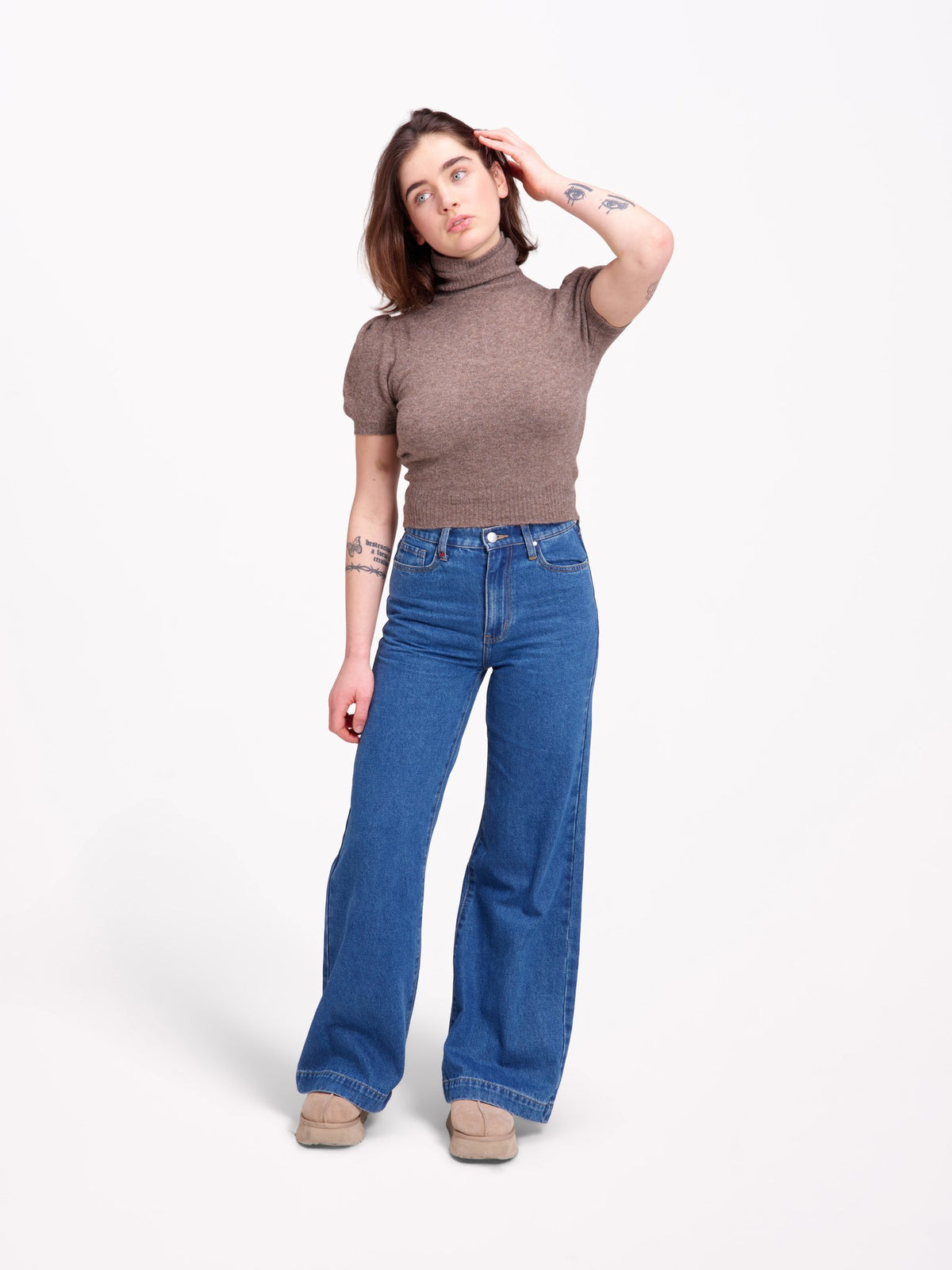 FLEURE STONE High-waisted wide-leg jeans
