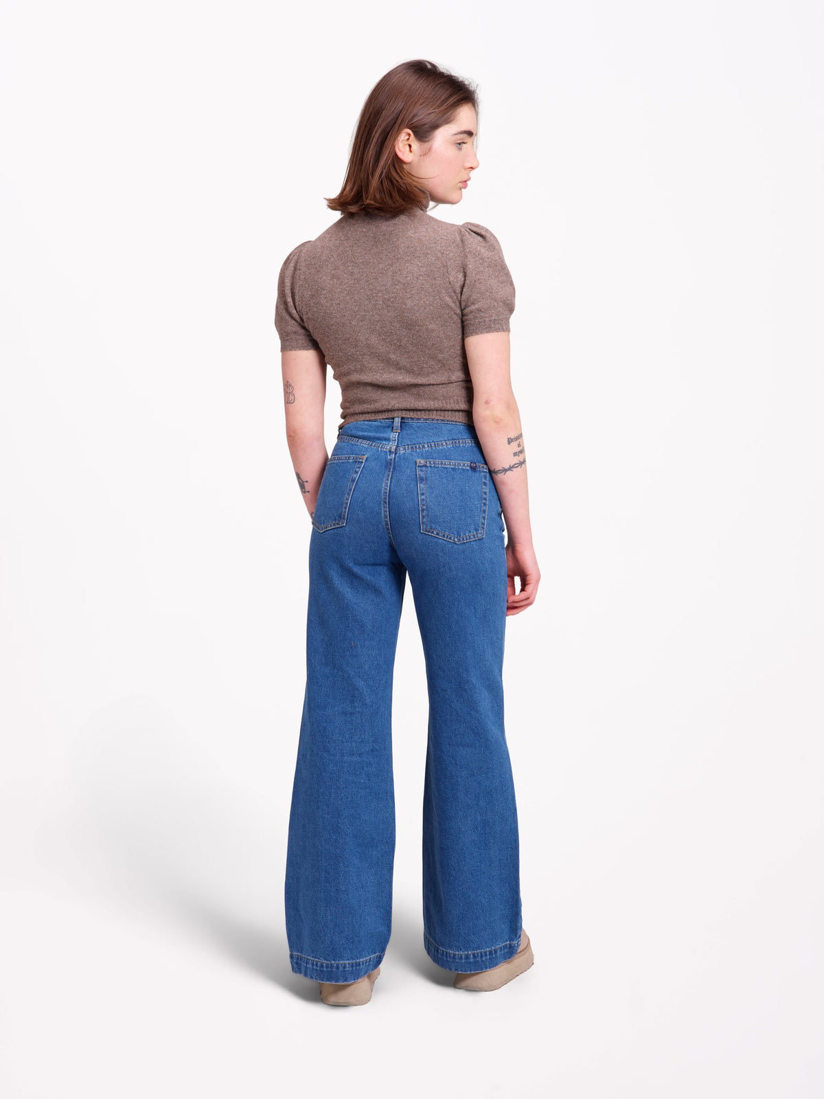 FLEURE STONE High-waisted wide-leg jeans