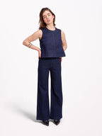 Jean évasé taille haute marine FRANCINE STRIPE