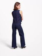 Jean évasé taille haute marine FRANCINE STRIPE
