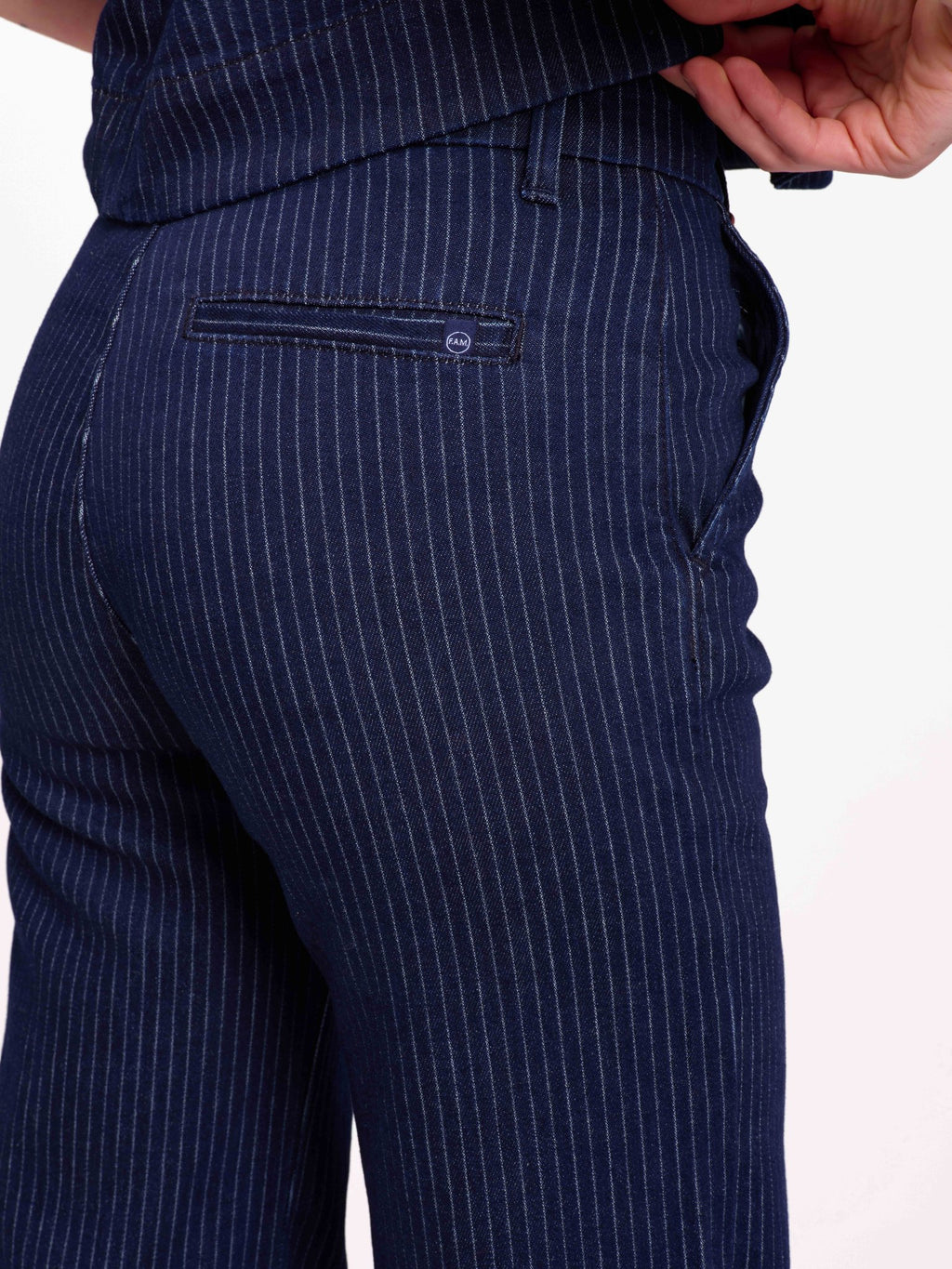 Jean évasé taille haute marine FRANCINE STRIPE