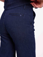 Jean évasé taille haute marine FRANCINE STRIPE