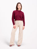 Pantalon évasé en velours ras FAUVE
