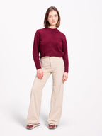 Pantalon évasé en velours ras FAUVE