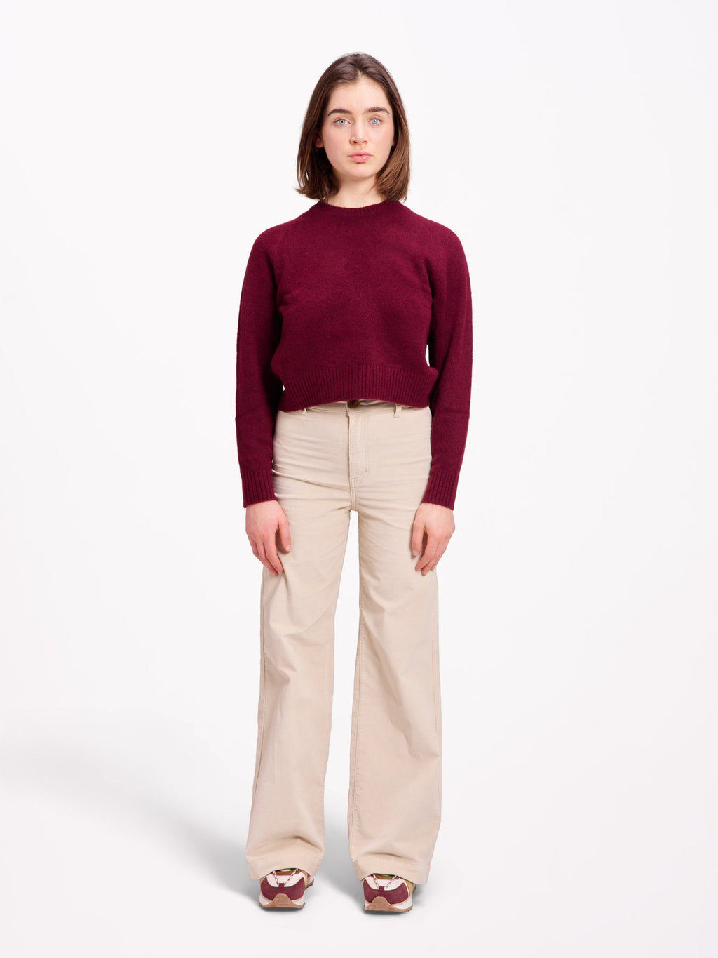 Pantalon évasé en velours ras FAUVE