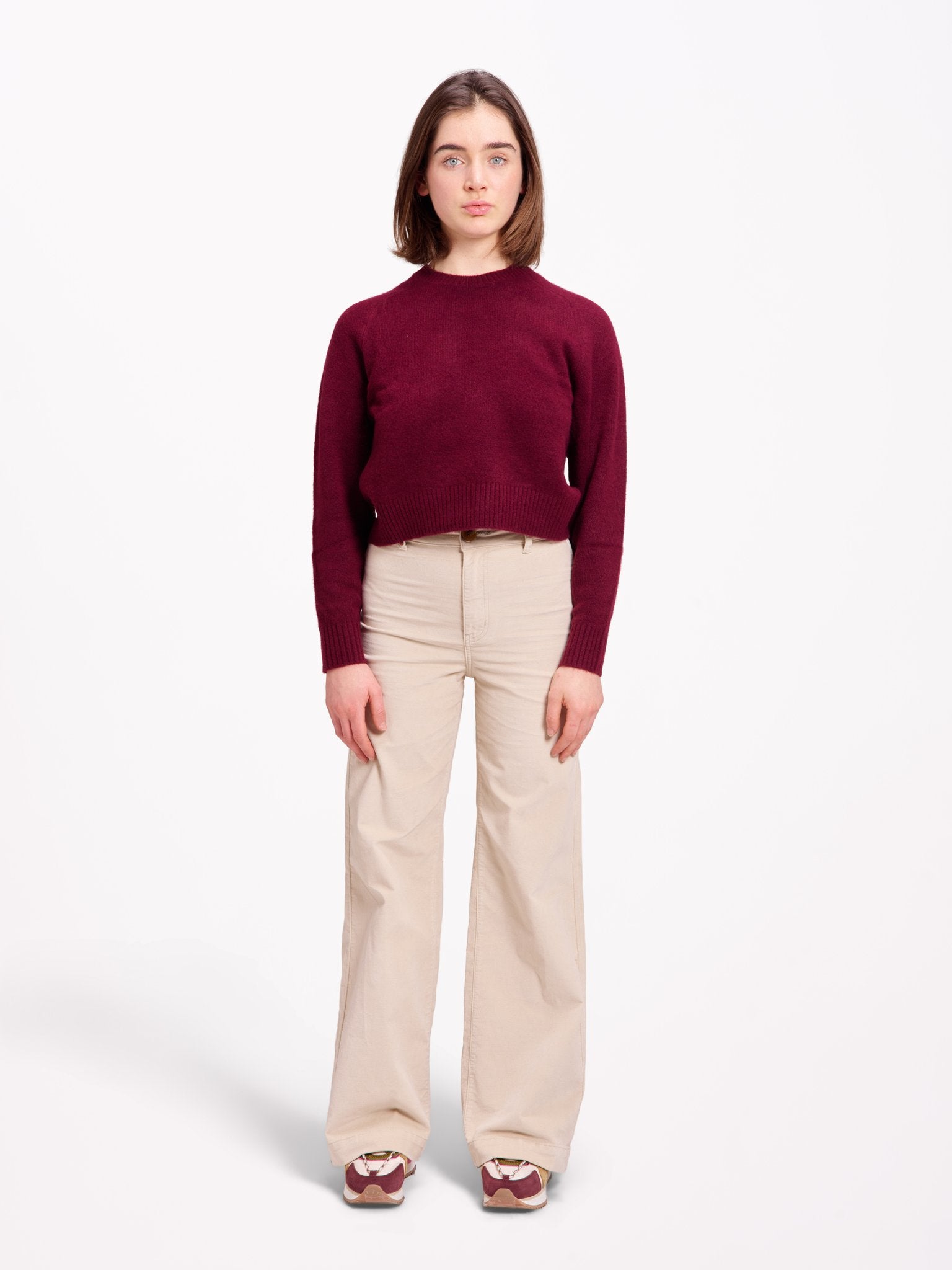 Pantalon évasé en velours ras FAUVE