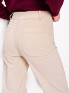 Pantalon évasé en velours ras FAUVE