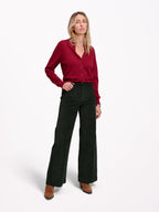 Pantalon évasé en velours ras FAUVE
