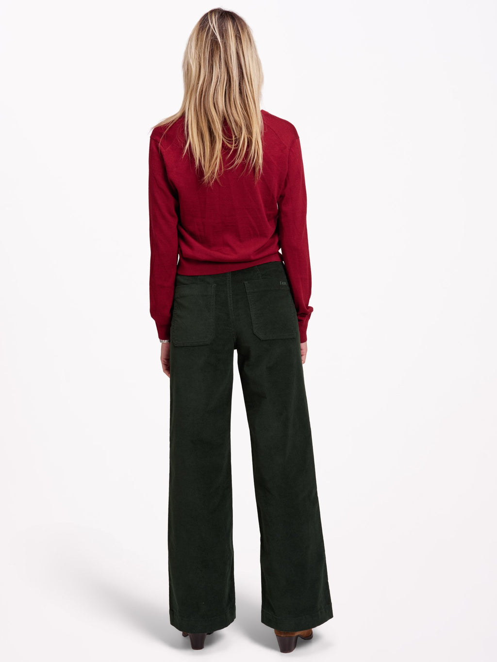 Pantalon évasé en velours ras FAUVE
