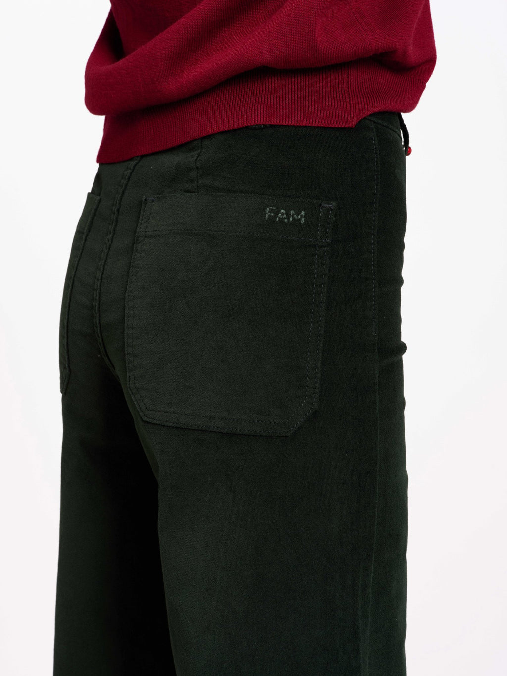 Pantalon évasé en velours ras FAUVE