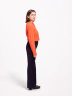 Pantalon évasé en velours ras FAUVE