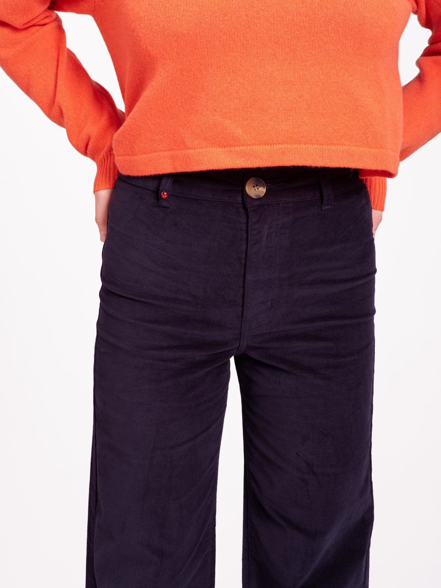 Pantalon évasé en velours ras FAUVE