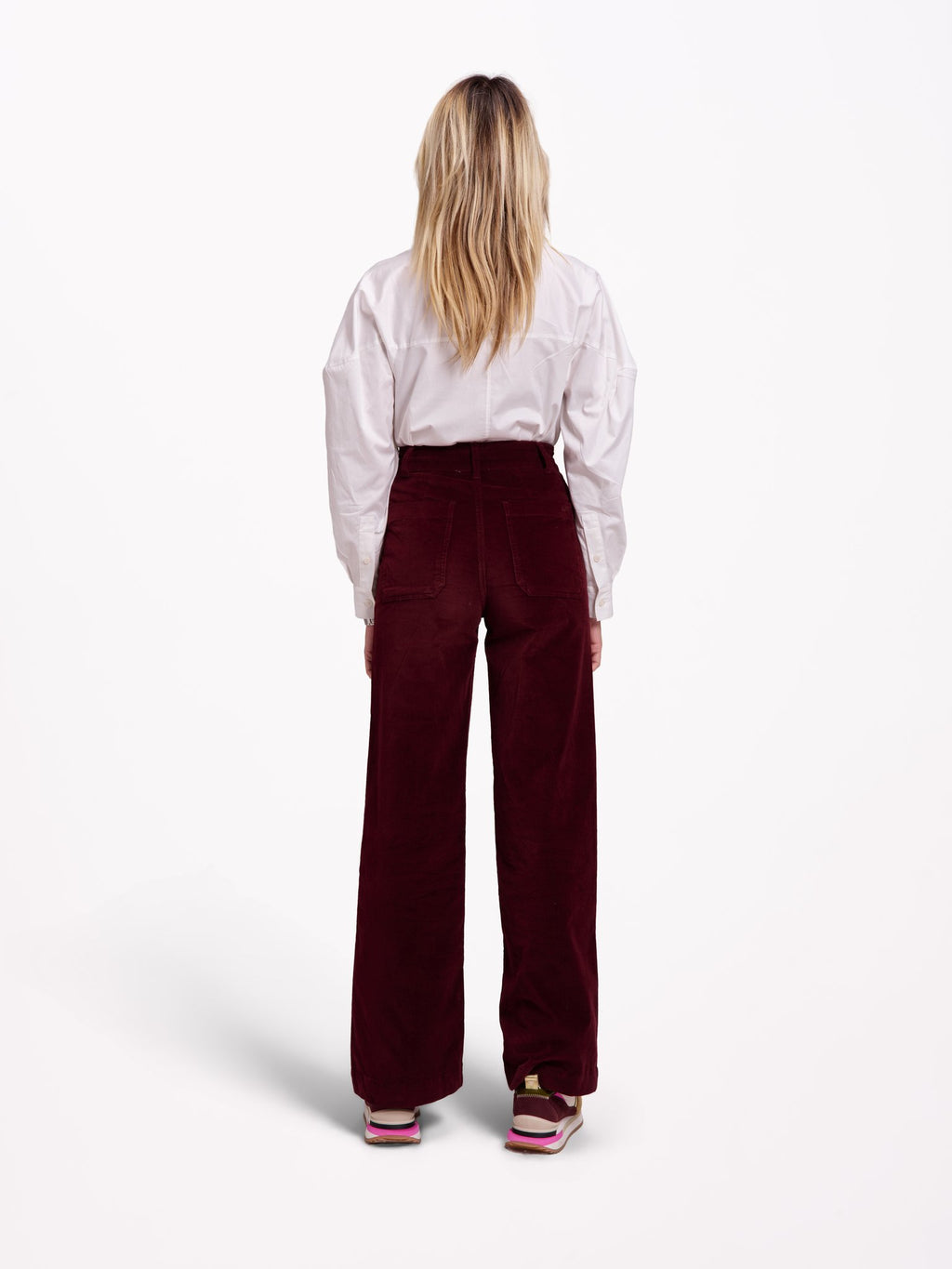 Pantalon évasé en velours ras FAUVE