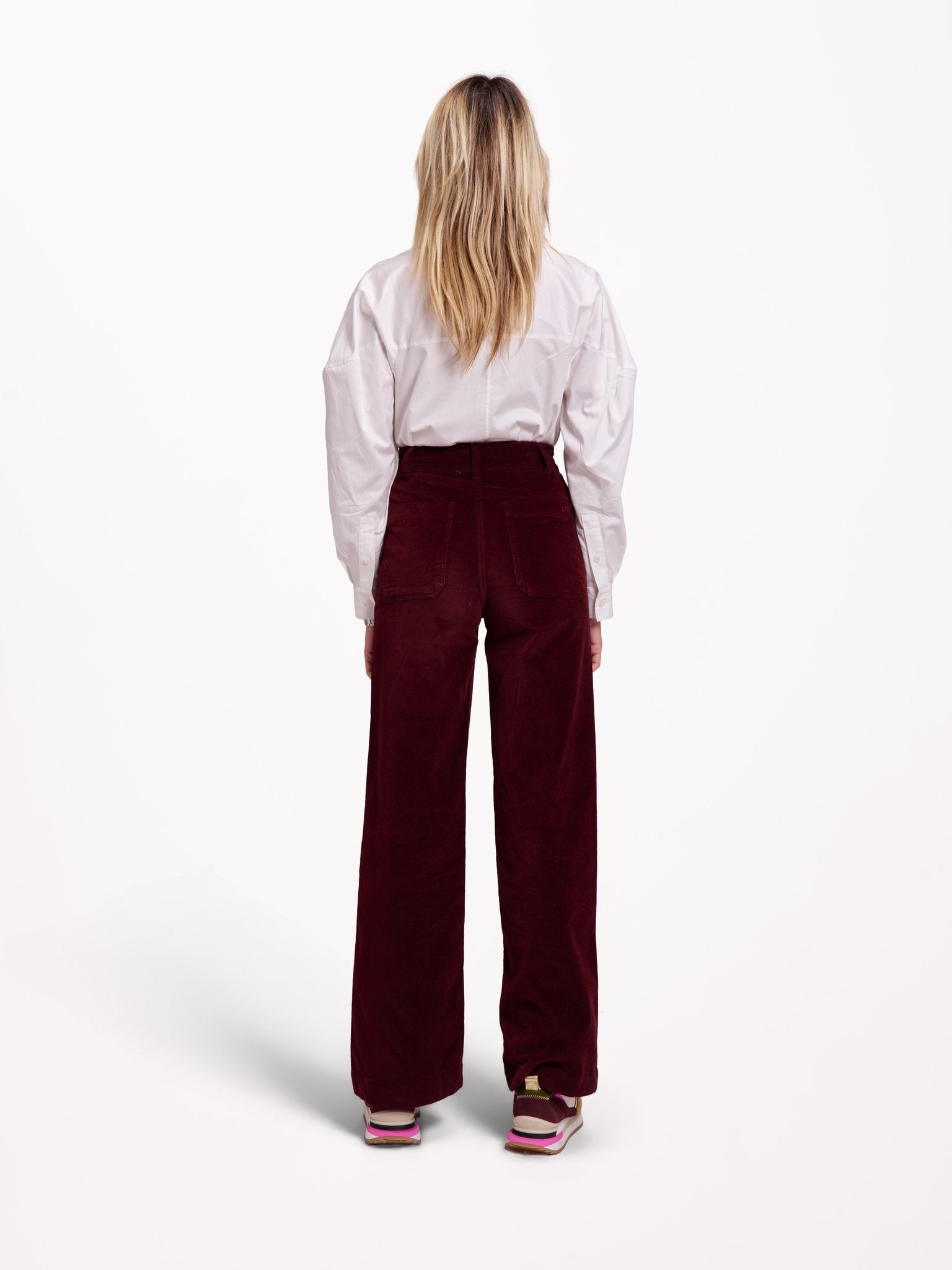 Pantalon évasé en velours ras FAUVE