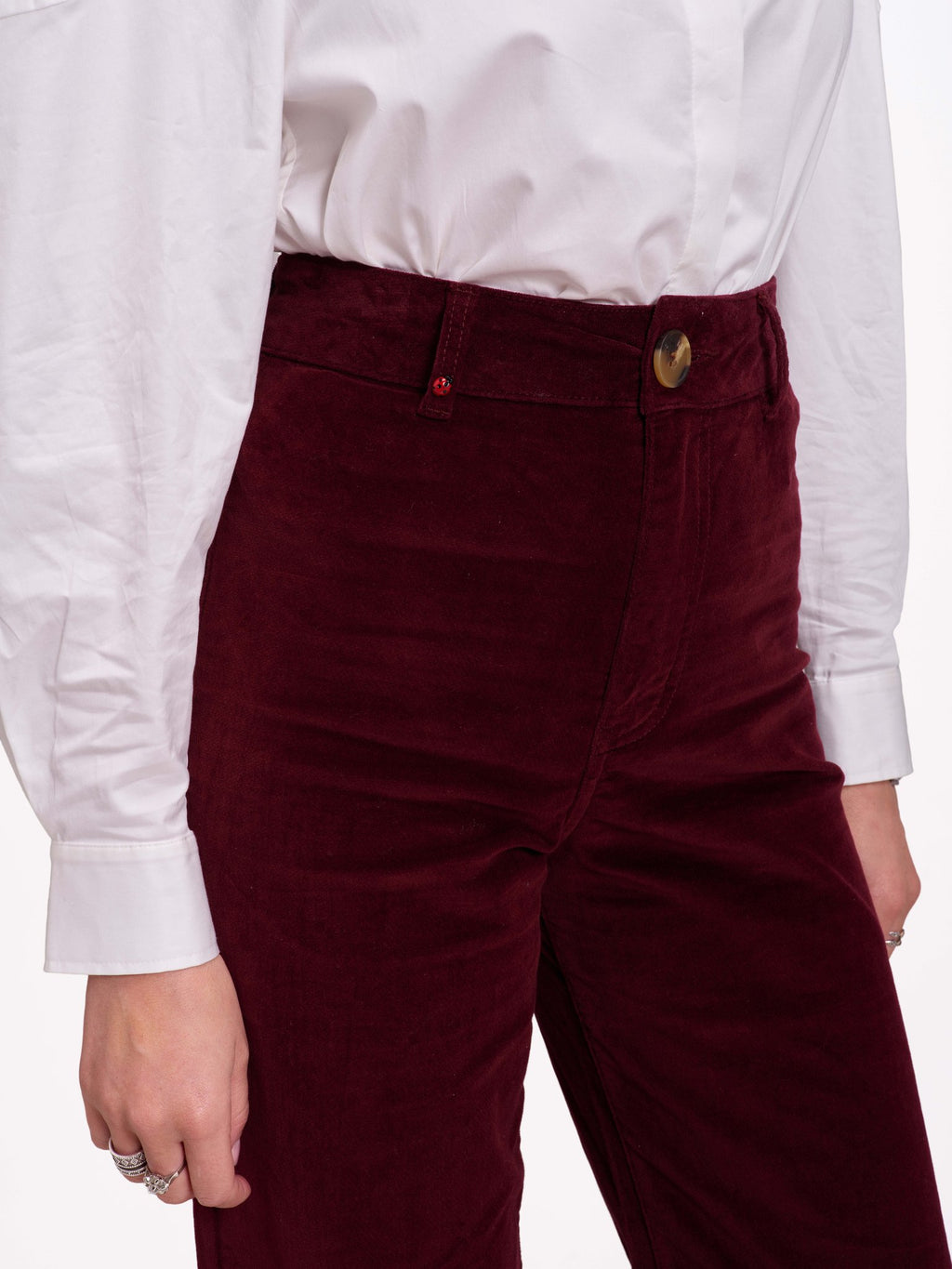 Pantalon évasé en velours ras FAUVE