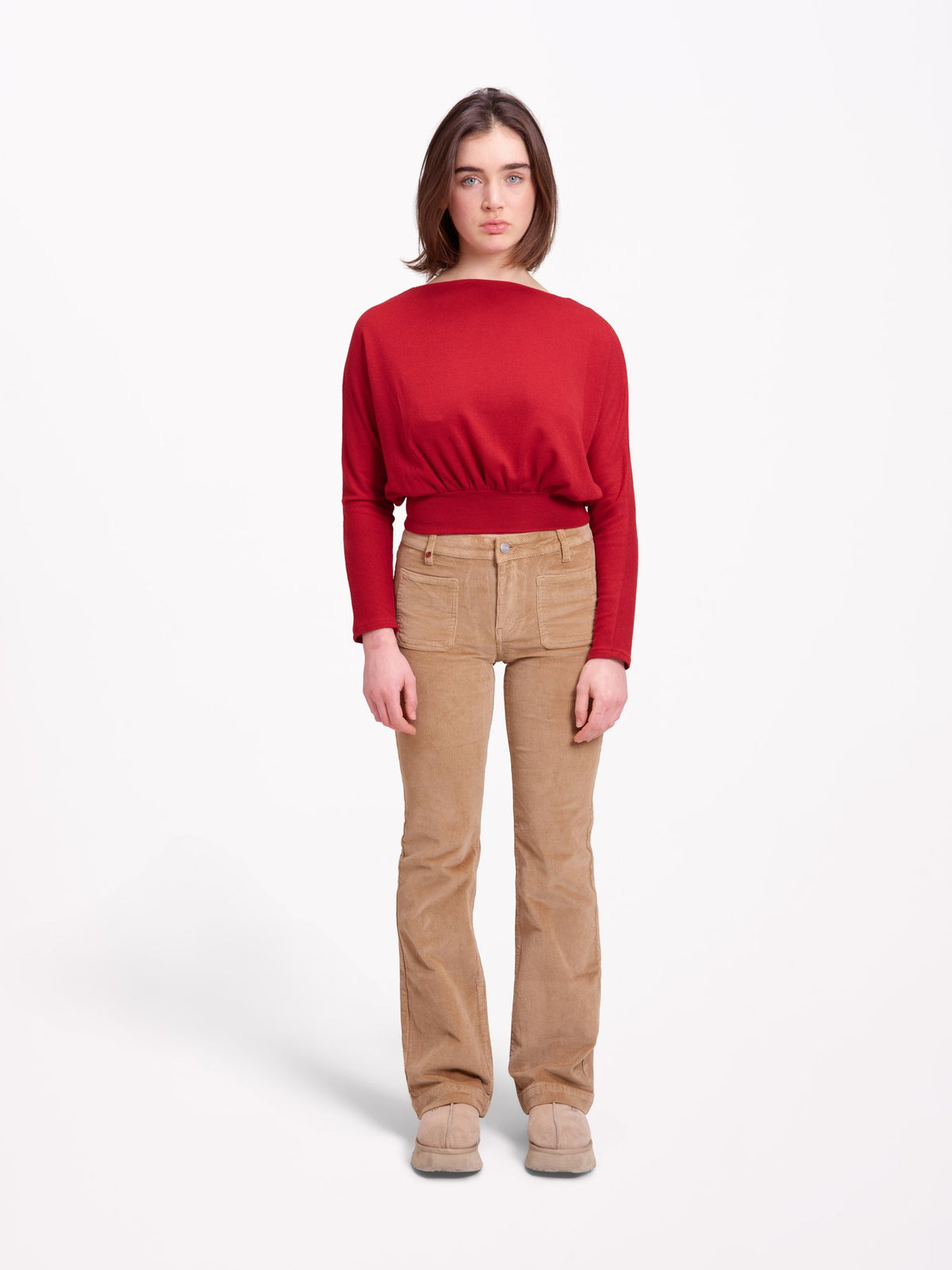 BELLA Mid-Rise Bootcut Velvet Trousers