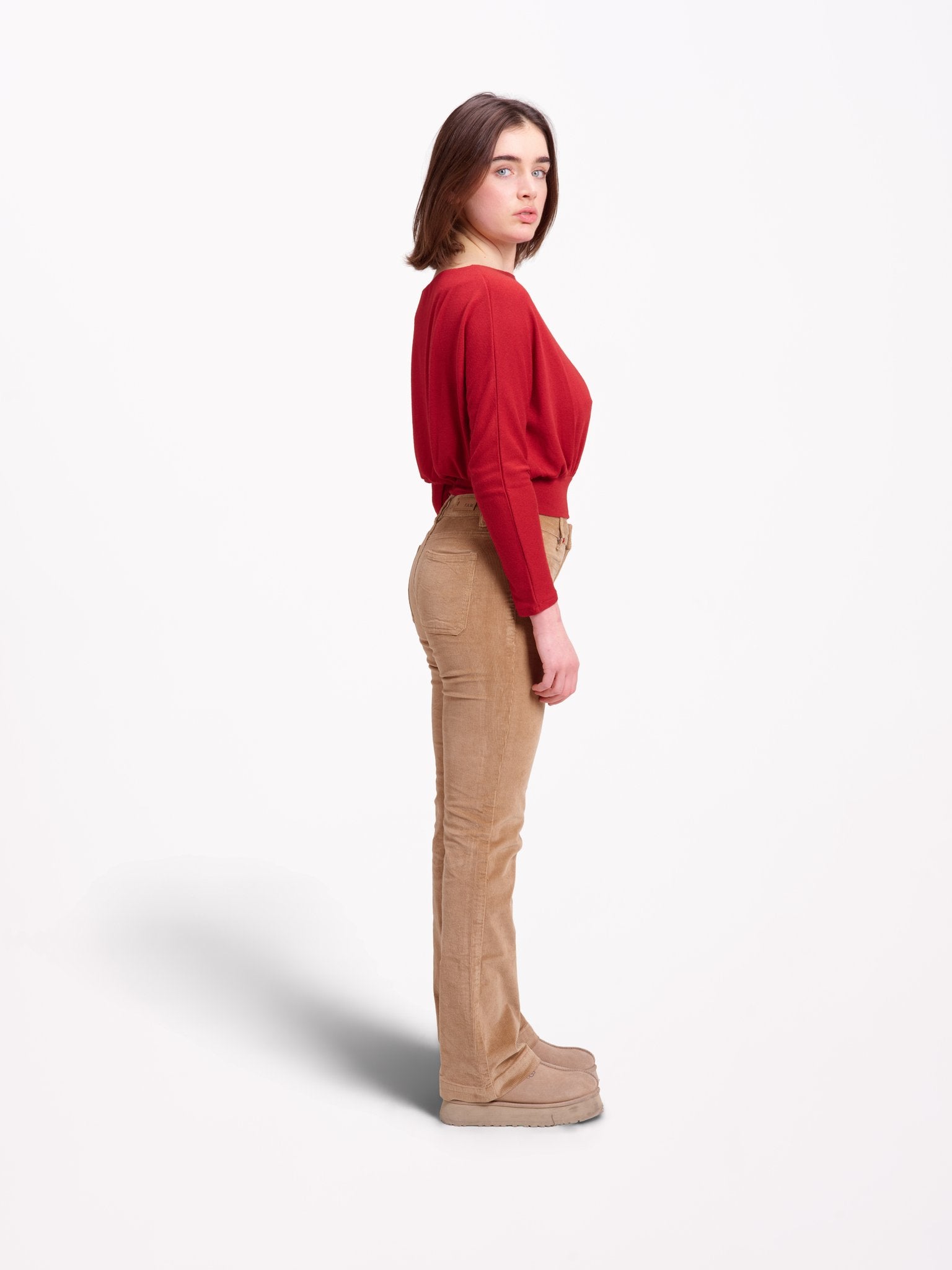 BELLA Mid-Rise Bootcut Velvet Trousers