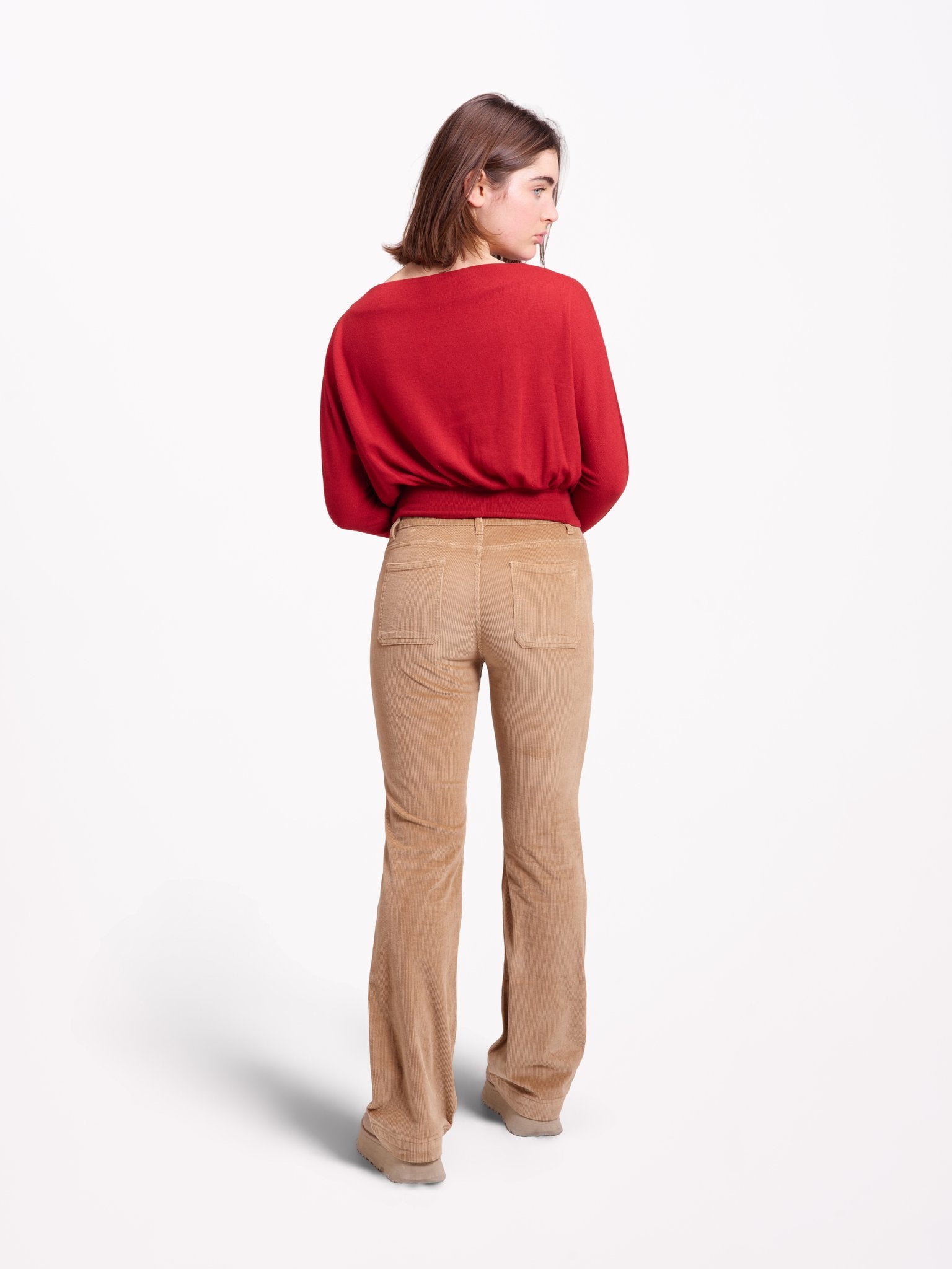 BELLA Mid-Rise Bootcut Velvet Trousers