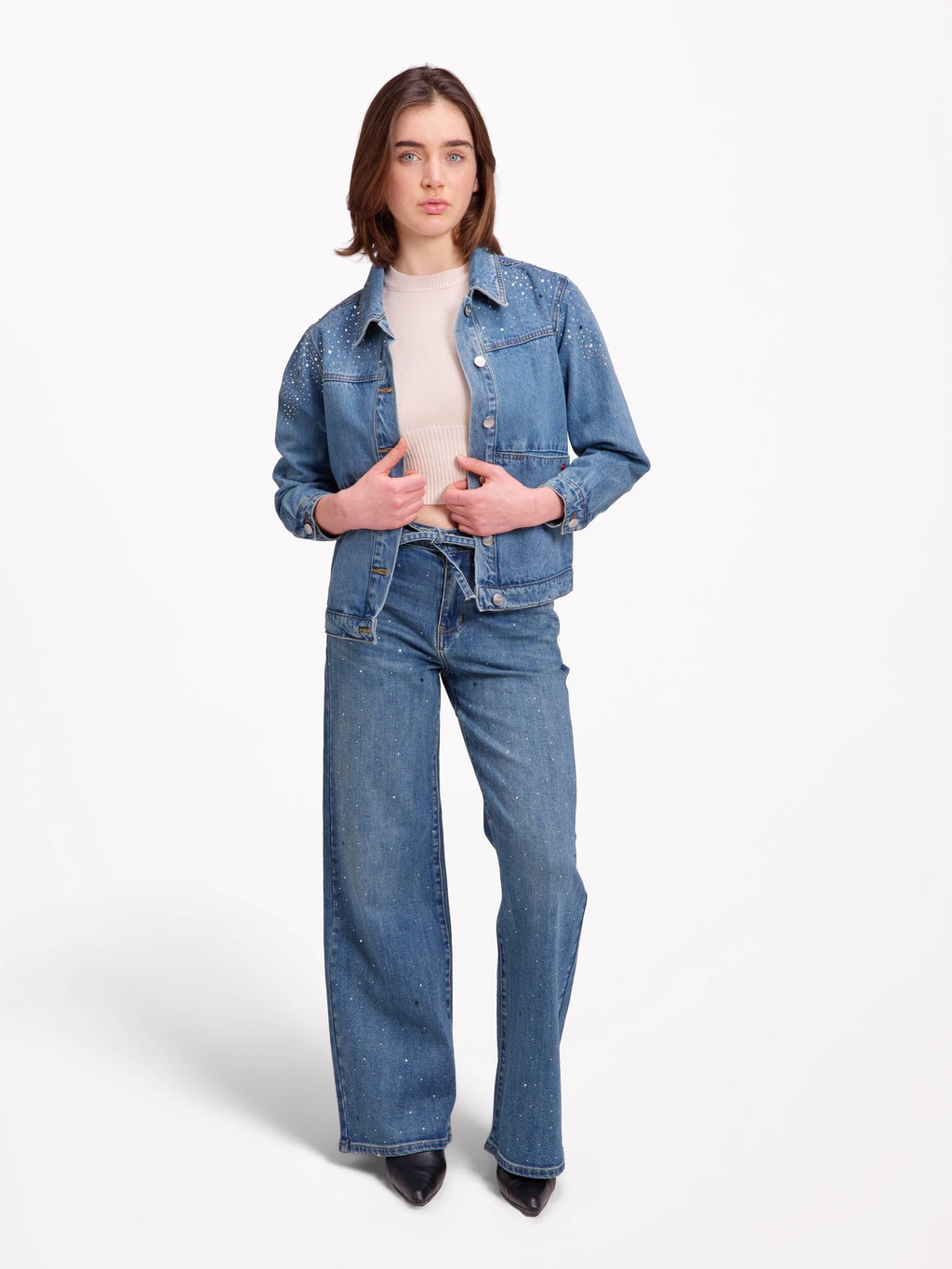 Veste en jean VANNY STRASS