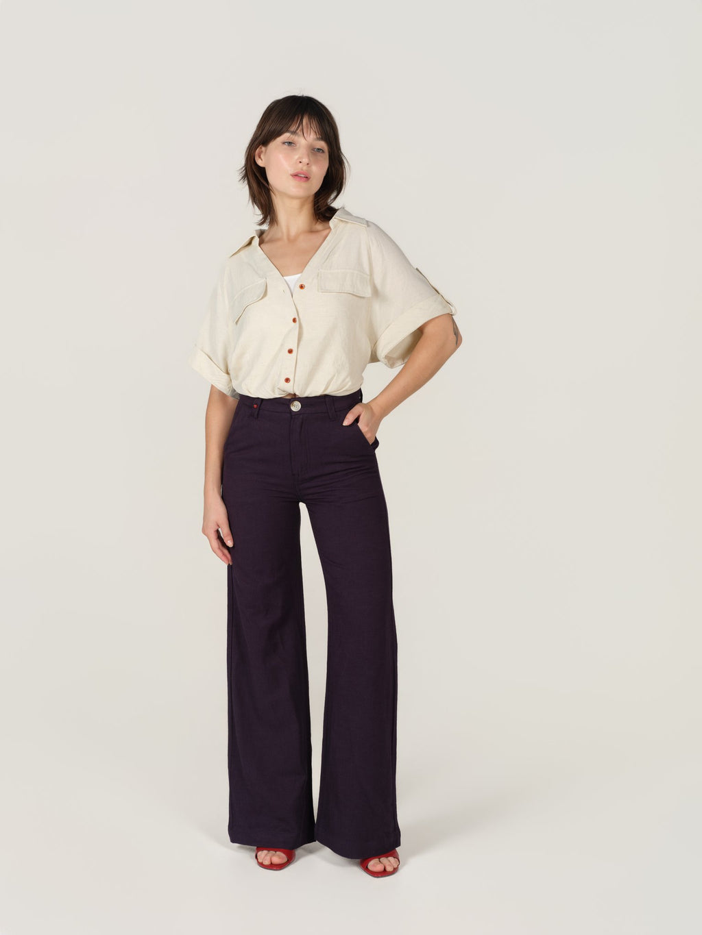 Pantalon évasé avec poches italiennes FRANCINE