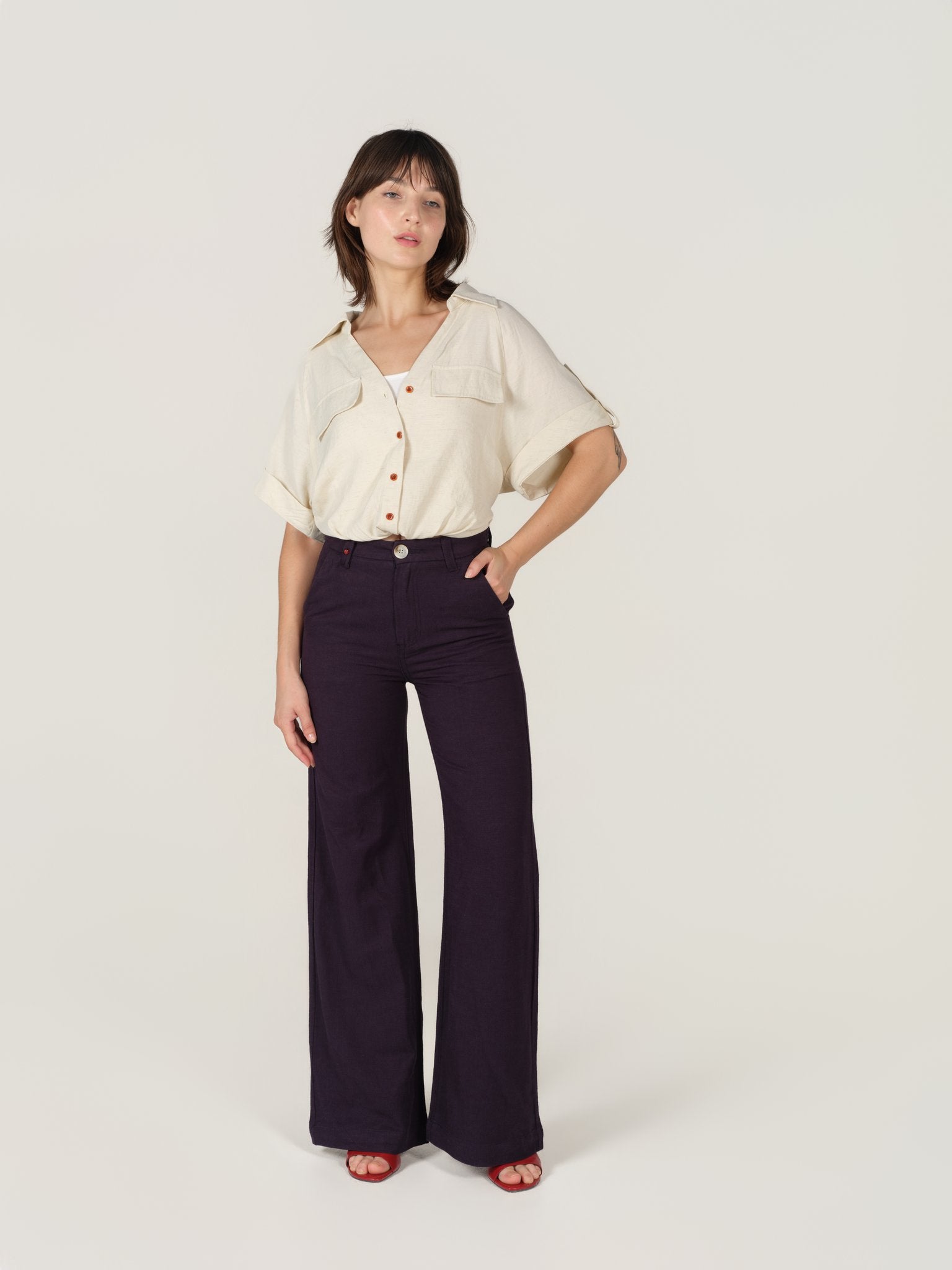 Pantalon évasé avec poches italiennes FRANCINE