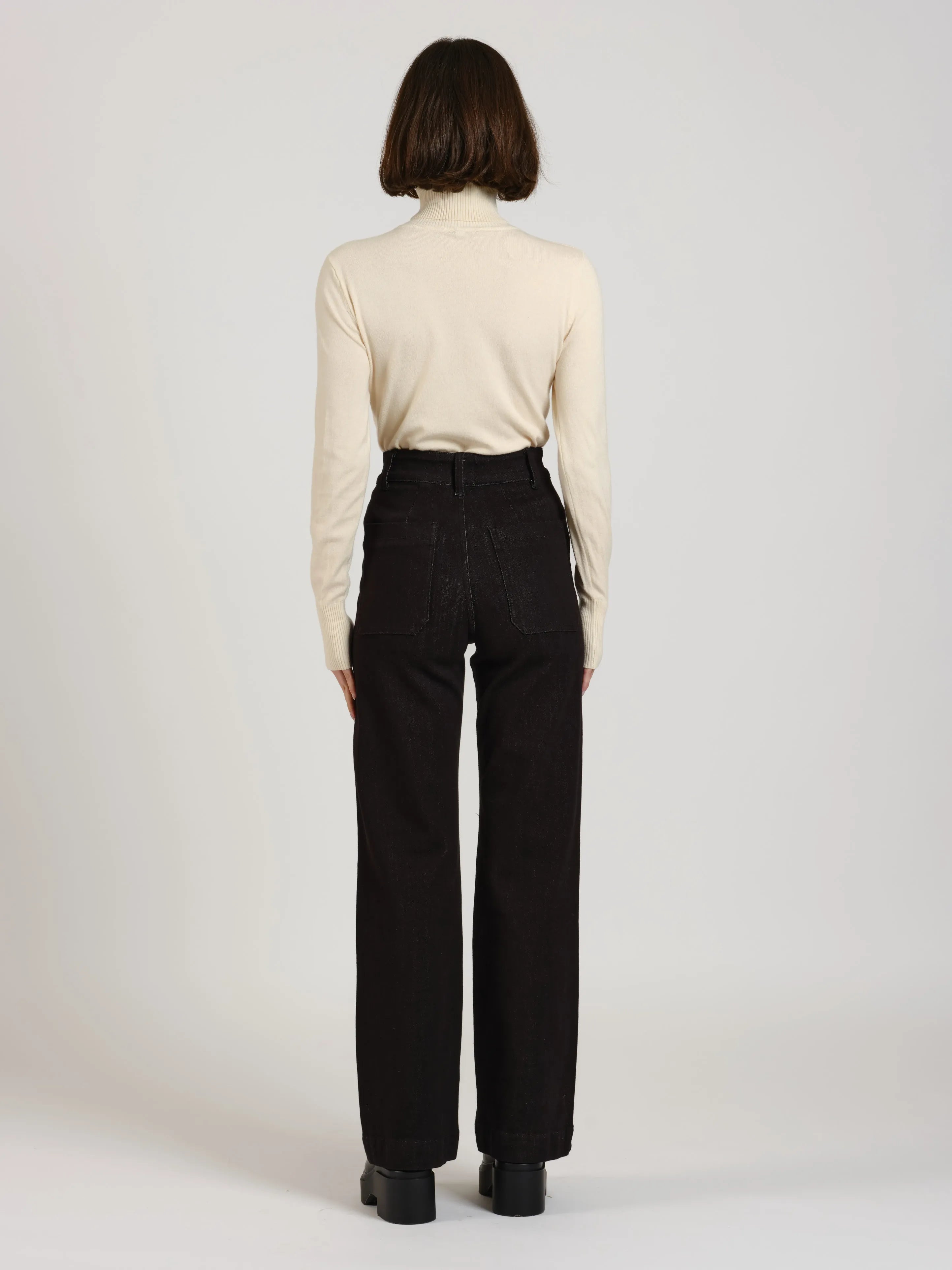 Jean évasé taille haute FAUVE