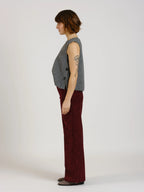 Pantalon évasé taille haute en velours FAUVE