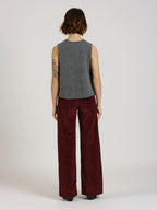 Pantalon évasé taille haute en velours FAUVE