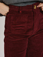 Pantalon évasé taille haute en velours FAUVE