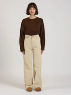 Pantalon évasé taille haute en velours FAUVE