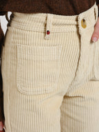 Pantalon évasé taille haute en velours FAUVE