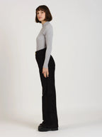 Pantalon évasé taille haute en velours FAUVE