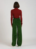 Pantalon évasé taille haute en velours FAUVE