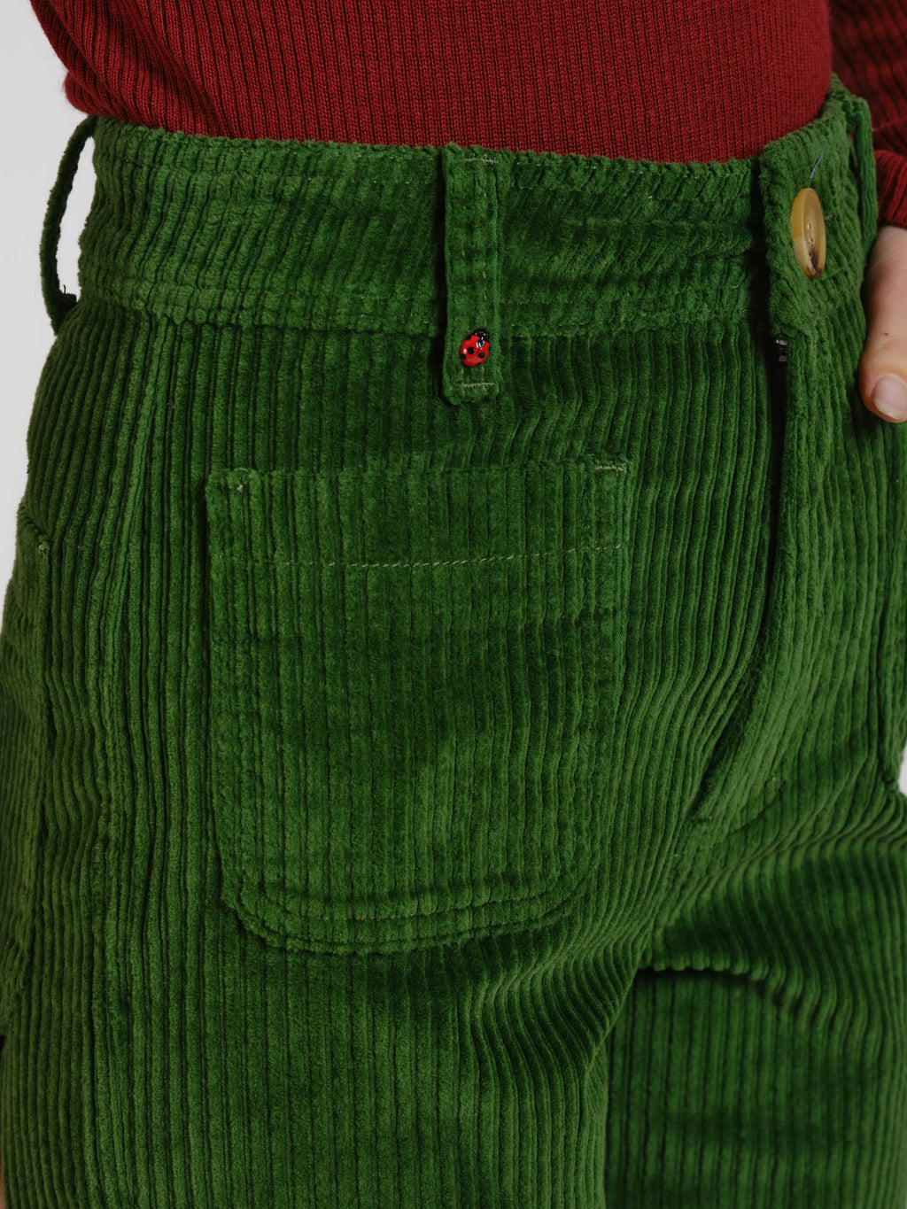 Pantalon évasé taille haute en velours FAUVE