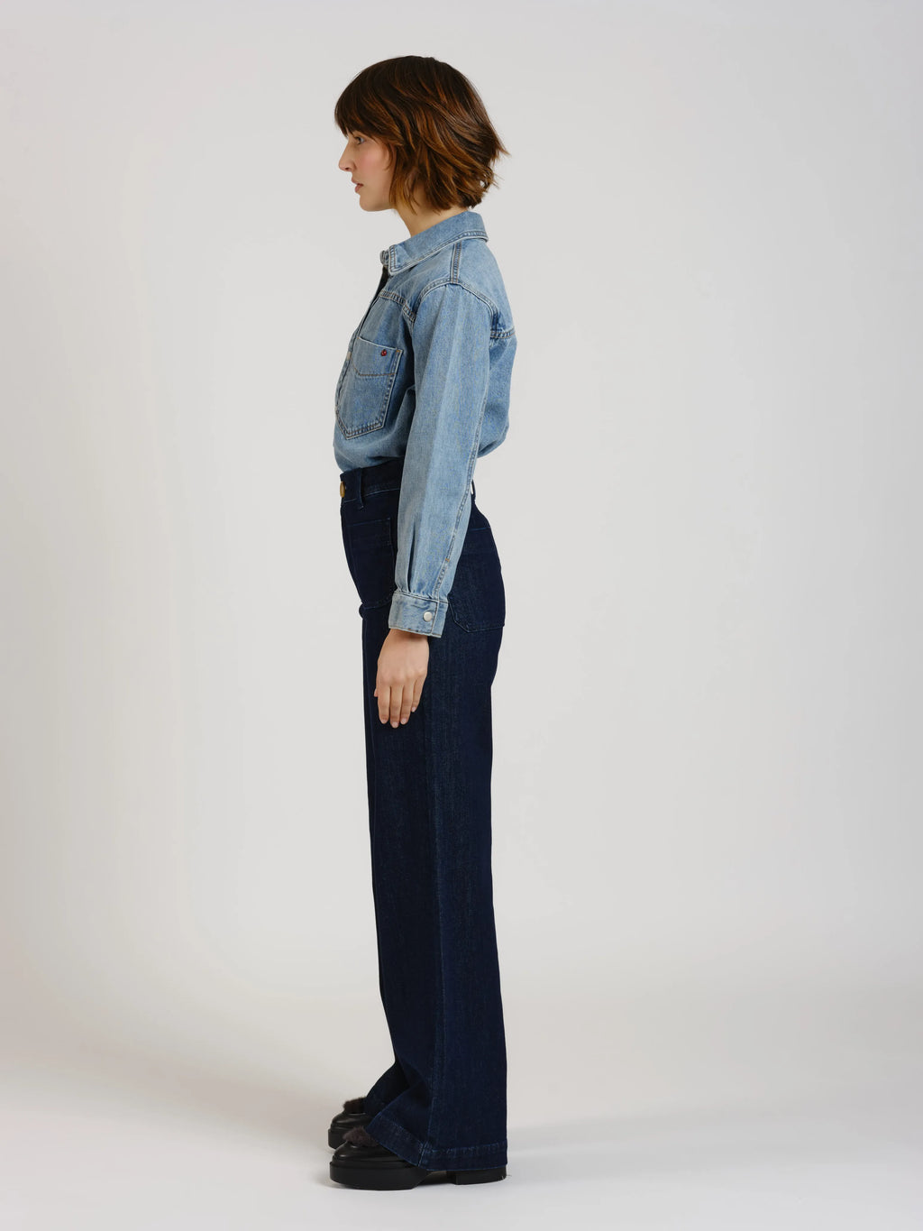Jean évasé taille haute FAUVE
