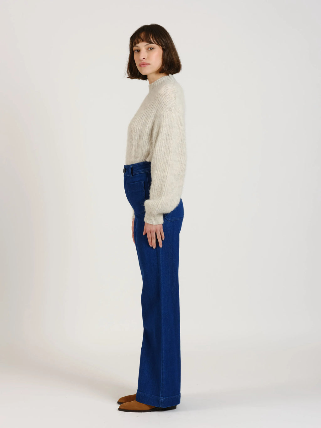 Jean évasé taille haute FAUVE