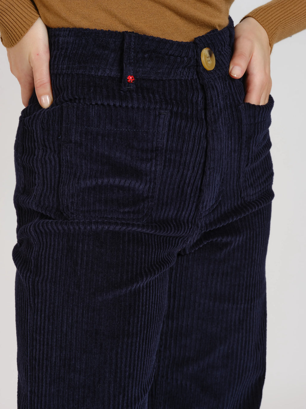 Pantalon évasé taille haute en velours FAUVE