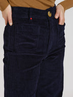 Pantalon évasé taille haute en velours FAUVE