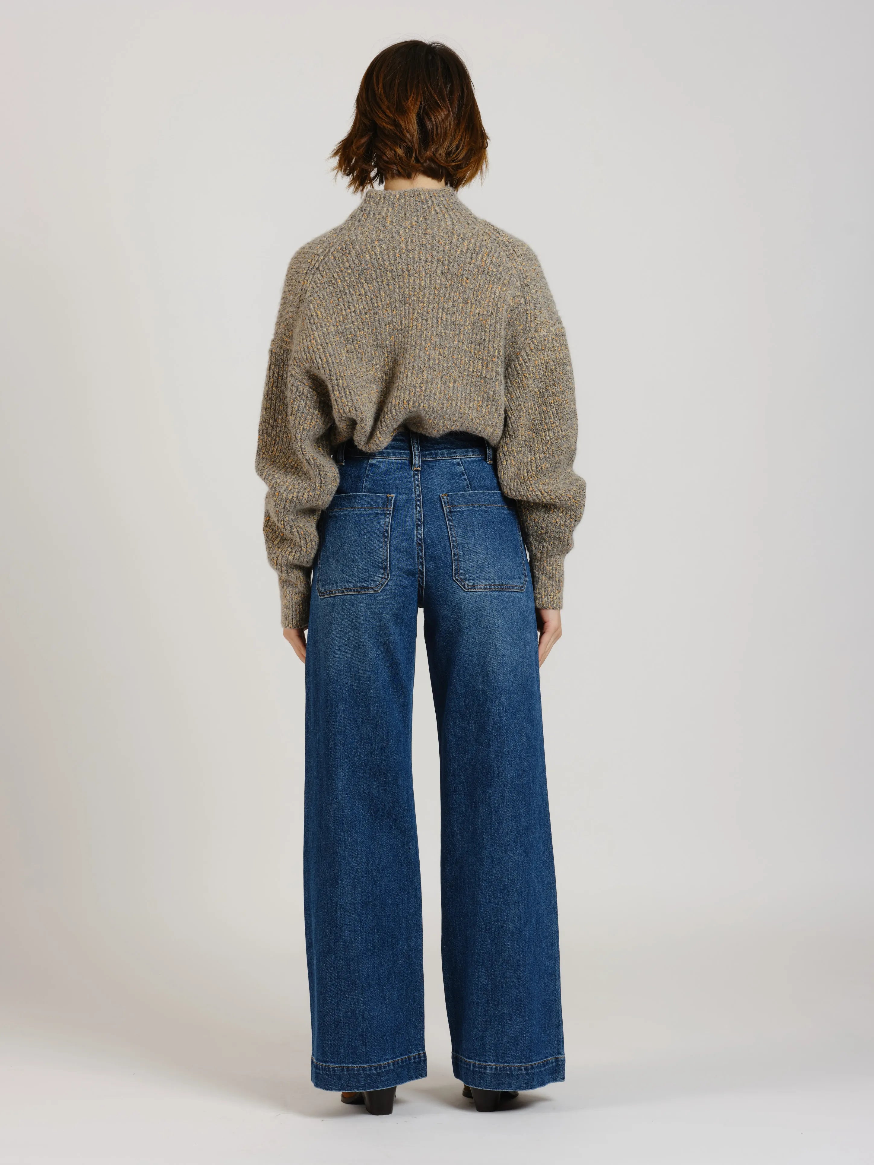 Jean évasé taille haute FAUVE