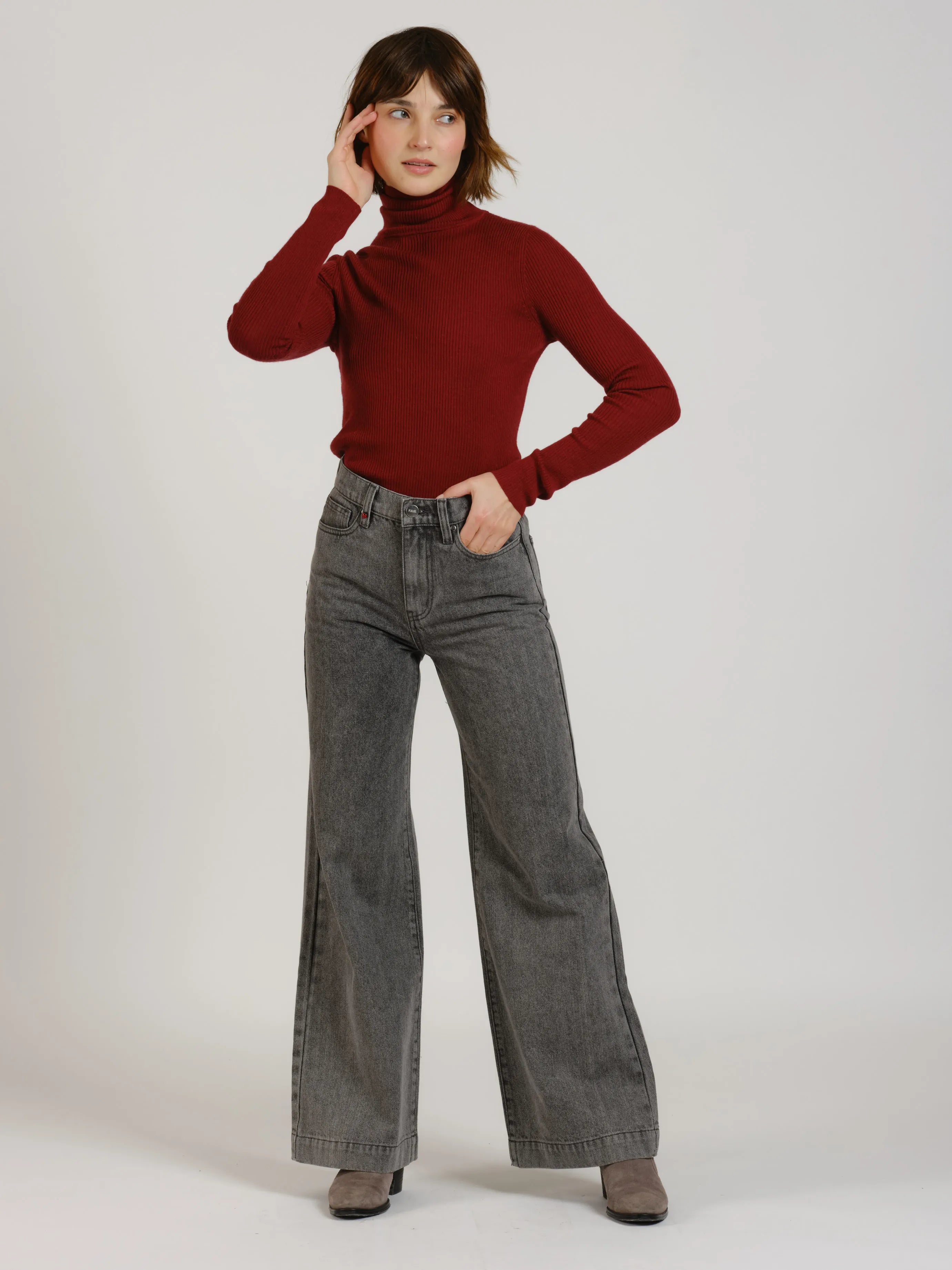 Jean large taille haute FLEURE