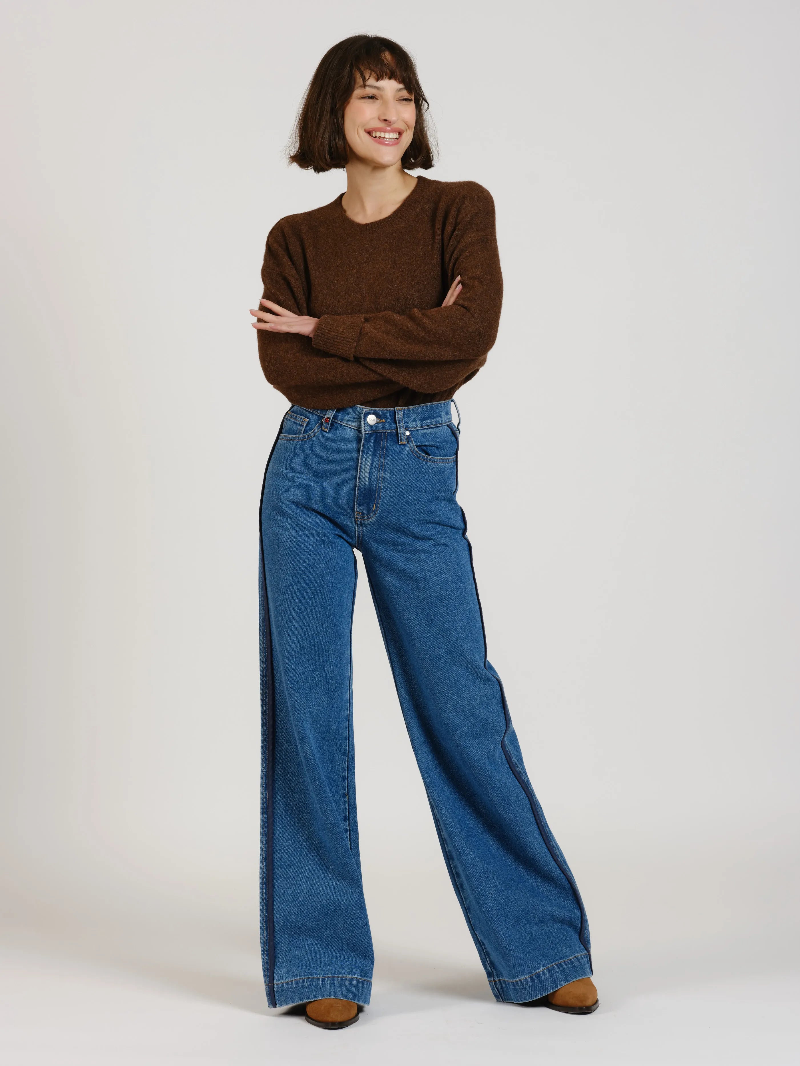 FLOWER high-waisted wide-leg jeans