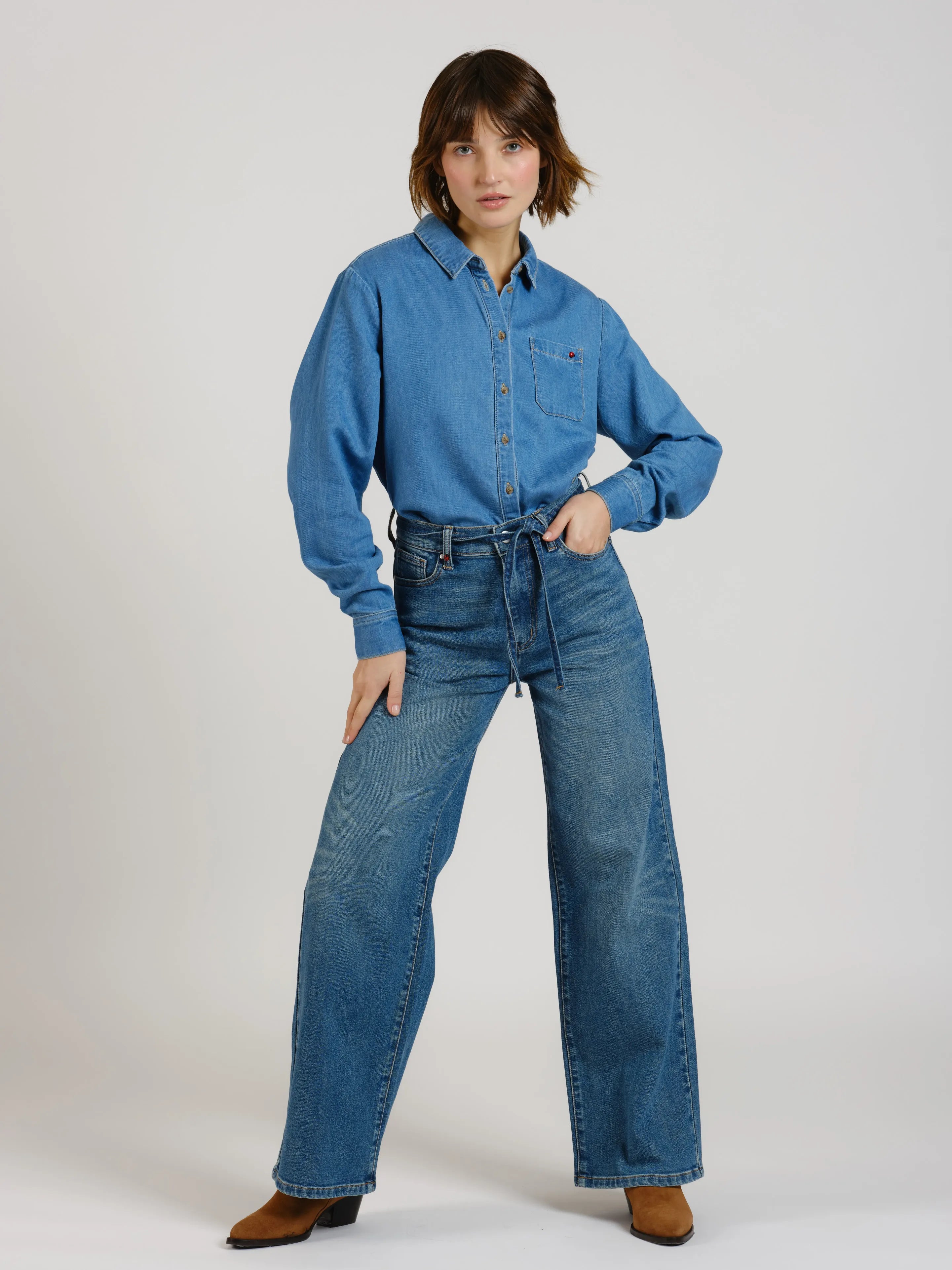 Jean large taille haute FLORA