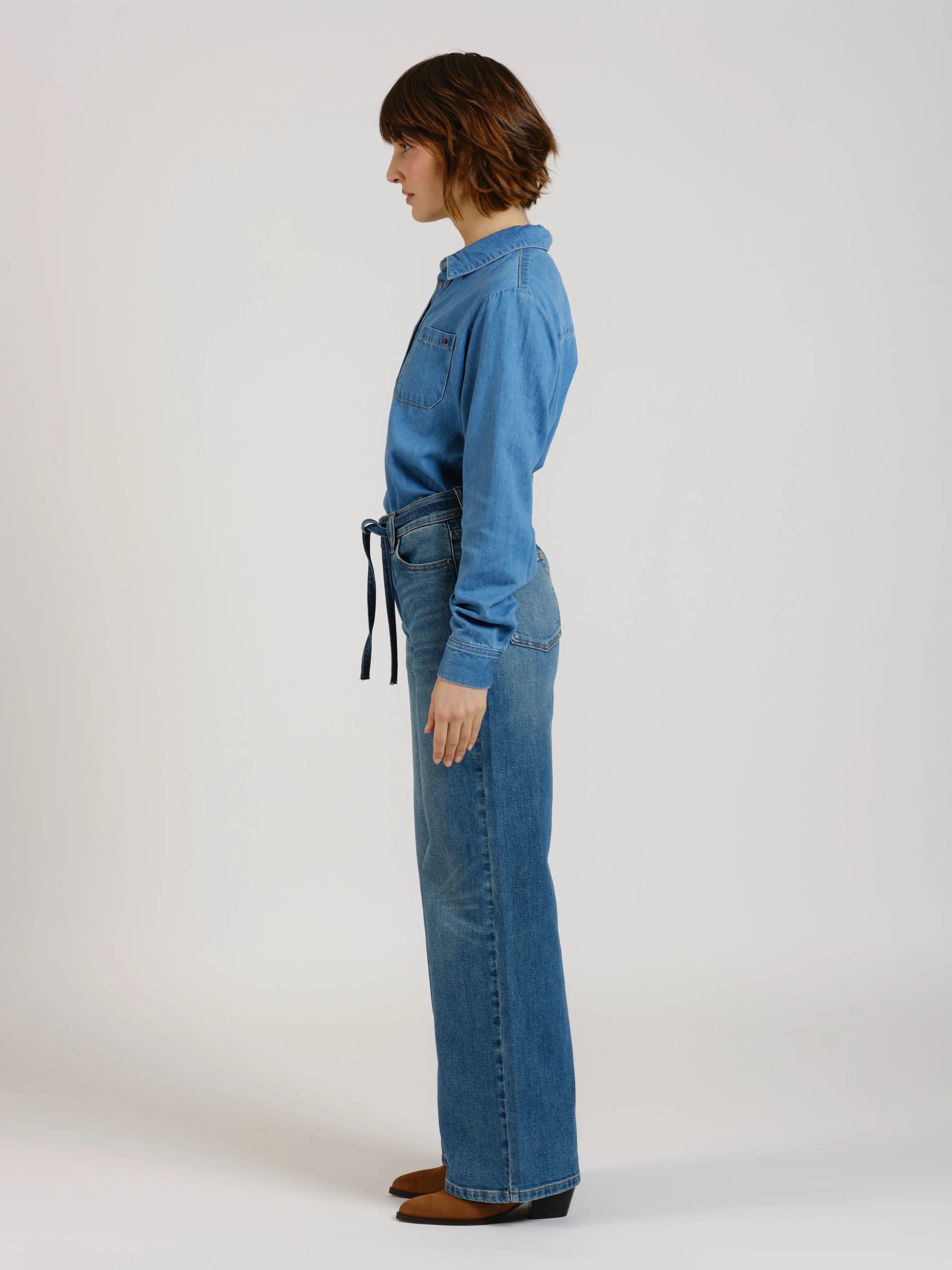Jean large taille haute FLORA
