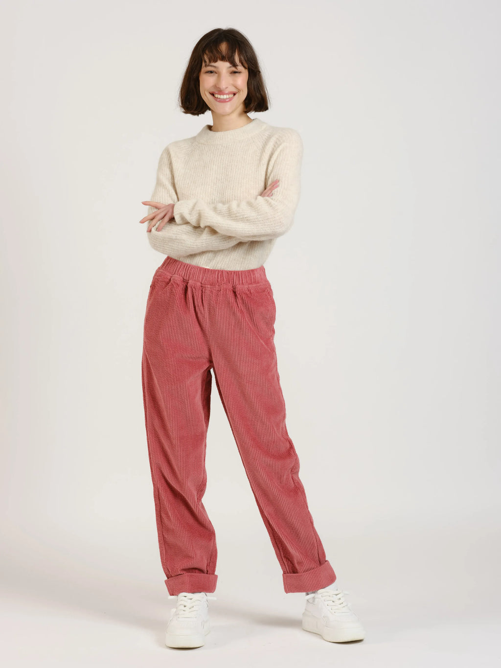 Comfortable pink corduroy mom pants FRANCE