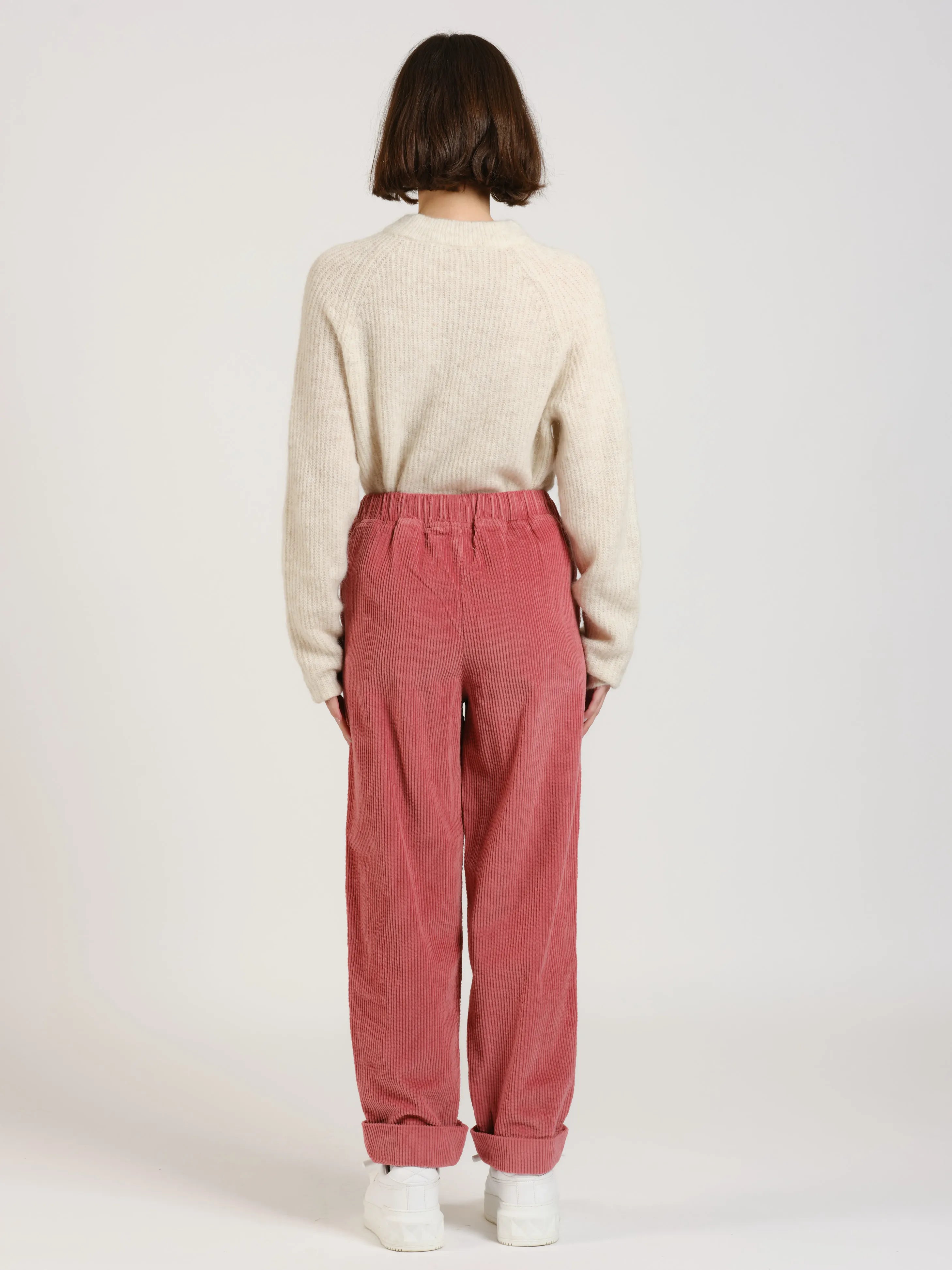 Comfortable pink corduroy mom pants FRANCE
