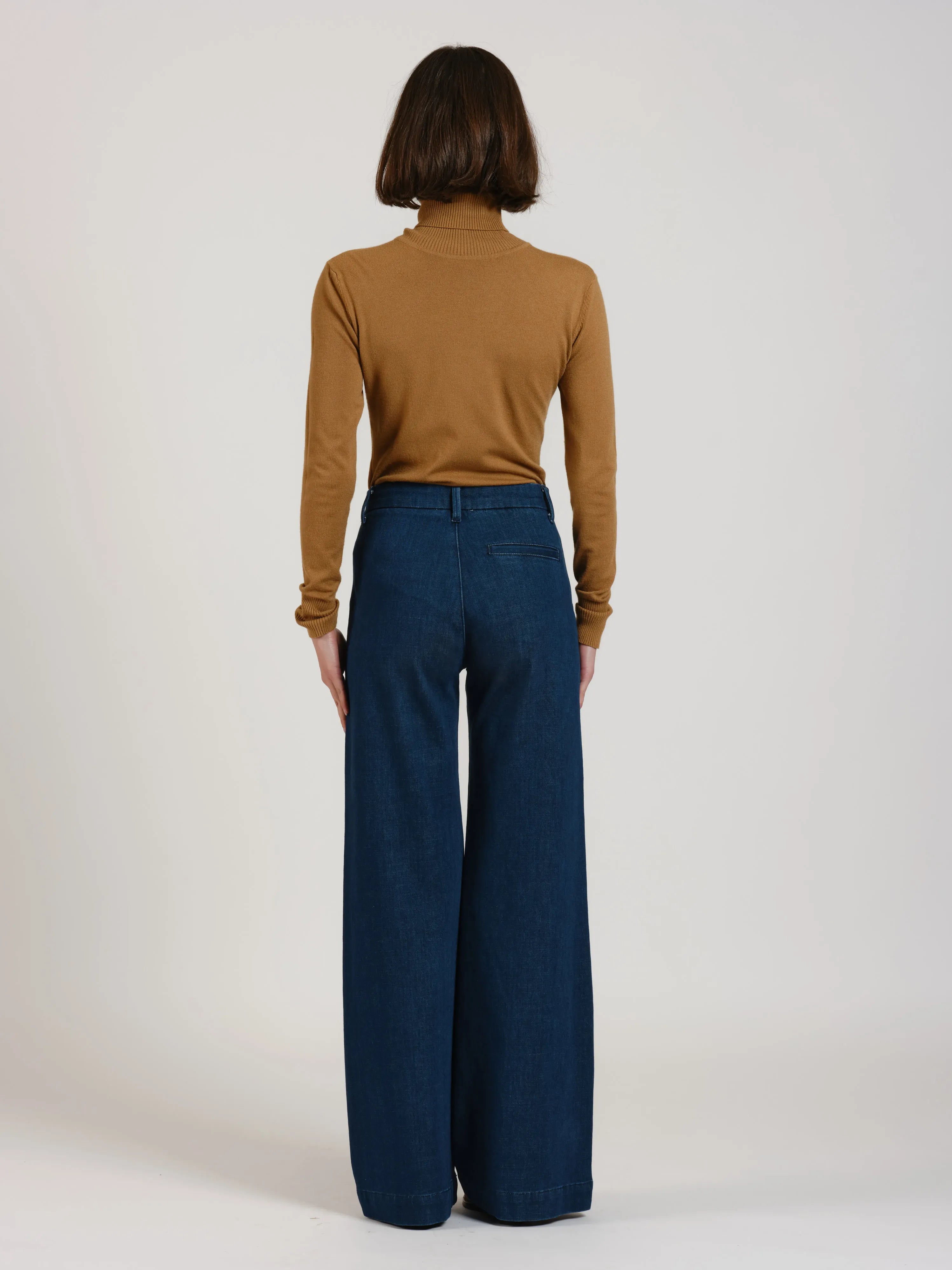 Jean évasé taille haute marine FRANCINE