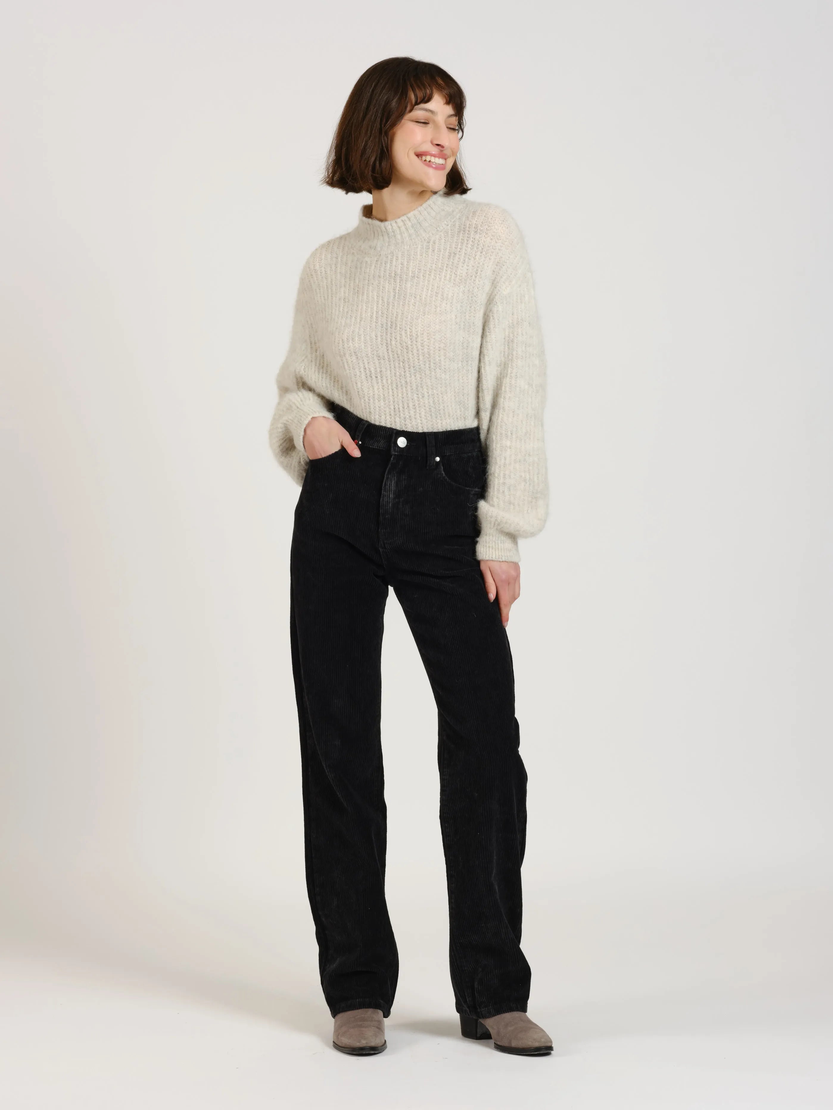 POLA straight cropped corduroy pants